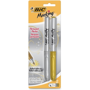 BIC GMPMP21-AST BIC Mark-It Permanent Marker Silver/Gold Chisel 2 Pk BP by BIC