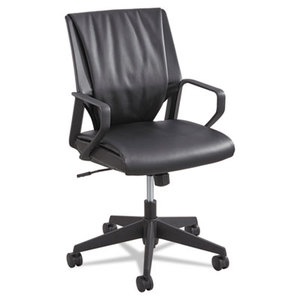 Priya Series Leather Executive Mid-Back Chair, Loop Arms, Black Back/Black Seat by SAFCO PRODUCTS