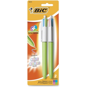 BIC AMP21-AST Multi-Function Ball Pen,RTRC,.4mm,2/PK,Barrel/LEGN,Ink Ast by BIC