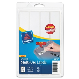 Avery 5429 Label, Erasable, 7/8"x2-7/8", 80/PK, White by Avery