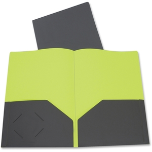 C-Line Products, Inc 34701 2-Tone 2-Pocket Poly Portfolios, Ltr, Gray/Green by C-Line