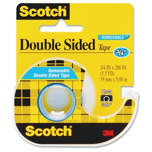 3M 238 Double-Sided Tape, Removable, 3/4"x200", Transparent by Scotch