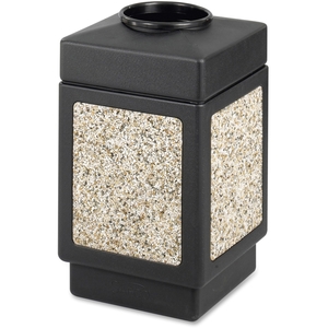 Safco Products 9471 Square Top Receptacle,38 Gal,18-1/4"x18-1/4"x31-1/2",Black by Safco