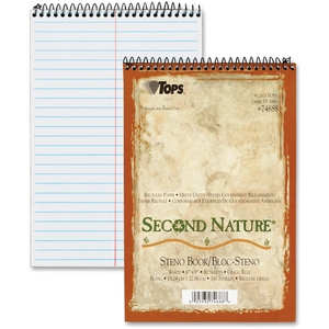 Tops Products 74688 Second Nature&reg Gregg Ruled Spiral Steno Notebook, 6x9, 80 White Sheets (TOP74688) by TOPS