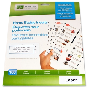 Imprint Plus 901561 Badge Insert Refills, Laser,Med.Rectngl,1"x3", 5SH/PK, CL by Imprint Plus