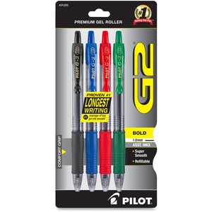 Pilot Corporation 31255 Gel Pen,Retractable/Refillable,Bold Point,4/PK Assorted by Pilot