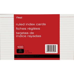 Index Cards, Ruled, 5"x8", 100/PK, White by Mead