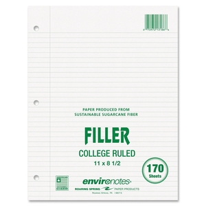 Roaring Spring Paper Products 13186 Filler Paper, College Ruled, 170 Sheets, 11"x8-1/2", White by Roaring Spring