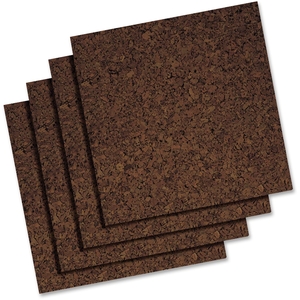 Cork Panels, Self-Stick, 12"x12", 4/PK, Dk Brown by Quartet