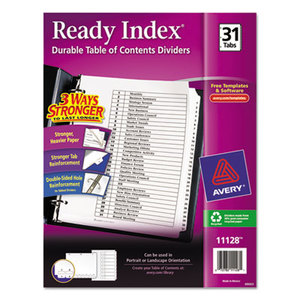 Avery 11128 Ready Index Customizable Table of Contents Black & White Dividers, 31-Tab, Ltr by AVERY-DENNISON