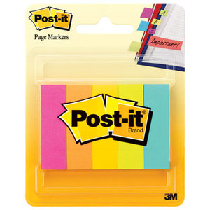 Page Flag Markers, Assorted Brights, 100 Strips/Pad, 5 Pads/Pack by 3M/COMMERCIAL TAPE DIV.