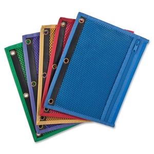 Tops Products 68500 Zipper Binder Pockets, 3HP, 10-1/2"x7-1/2", Assorted by Oxford