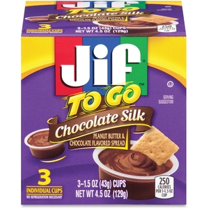 SMEAD MANUFACTURING COMPANY 24113 Jif To Go Snack Cups, 1.5 oz, 3/PK, Chocolate Silk by Jif