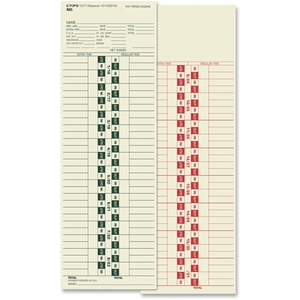 Tops Products 1277 3 1/2 x 10 1/2 Semimonthly Time Cards for Simplex, 500 Cards/Box (TOP1277) by TOPS