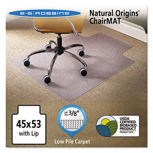 Natural Origins Chair Mat With Lip For Carpet, 45 x 53, Clear by E.S. ROBBINS