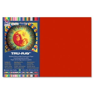 PACON CORPORATION 103040 Construction Paper, 76 lb.,12"x18", 50/PK,Scarlet by Tru-Ray