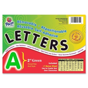 PACON CORPORATION 51654 Self-Adhesive Letters, 2", 159 Characters, Green by Pacon