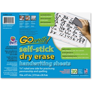 PACON CORPORATION ASB8511LN Pacon GoWrite Dry Erase Handwriting Sheets, 8 1/4 x 11, Lined, 30/Pack by GoWrite!