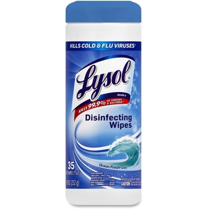 Reckitt Benckiser plc 81146CT Lysol Wipes, 35 Wipes/Tub, 12/CT, Ocean Fresh by Lysol