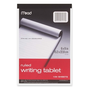 ACCO Brands Corporation 70102 Writing Tablet,Top-bound,Ruled,20 lb.,6"x9",100 Sh,White by Mead