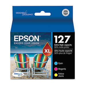 Epson Corporation T127520 T127520 (127) DURABrite Ultra Extra High-Yield Ink, Cyan/Magenta/Yellow, 3/PK by EPSON AMERICA, INC.