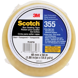 3M 35548X50 Box-Sealing Tape, 3.4mil, 48mmx50m, 35/RL, Clear by Scotch