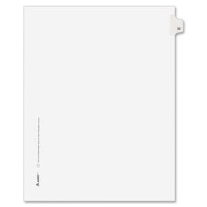 Avery LG52LTS Numeric Divider, "52", Side Tab, 11"x8-1/2", 25/PK, White by Avery