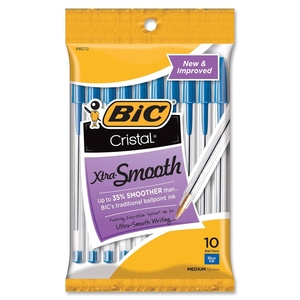 BIC MSP101BE Stic Ballpoint Pen,Medium Point,10/PK,Blue Ink/Clear Barrel by BIC