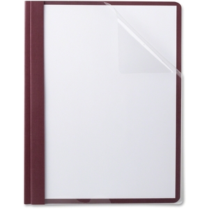 Tops Products 53341 Clear Front Report Cover, 3 Prong, 1/2 Capacity, Burgundy Back Cover, 25/Box (ESS53341) by TOPS