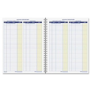 Tops Products AFR71 Monthly Bookkeeping Record Bk, 8-1/2"x11", Poly Cover by Adams