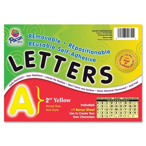 PACON CORPORATION 51652 Self-Adhesive Letters, 2", 159 Characters, Yellow by Pacon