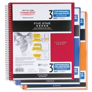 ACCO Brands Corporation 08232 Customizable Notebook, 3 Sub, Coll Rld, 100 Shts, Ast by Mead