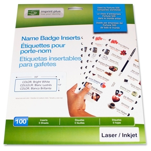 Imprint Plus 901853 Badge Insert Refills, Med.Rectngl,100 inserts/PK, 1"x3", WE by Imprint Plus