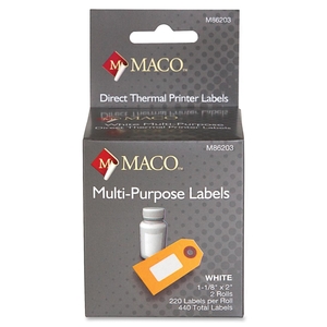 Thermal Printer Labels,Multipurpose,440 Lbls, 2RL/BX, White by Maco