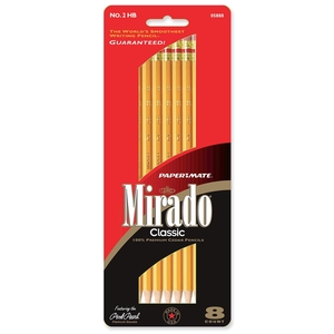 Newell Rubbermaid, Inc 5888 Classic Pencils, No. 2, w/ Rubber Eraser, 8/PK, Yellow by Paper Mate