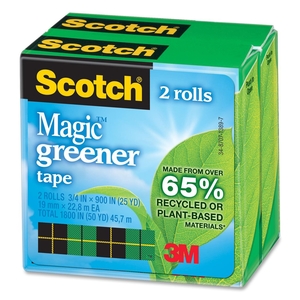 3M 8122P Tape, Eco-Friendly, 3/4"x900", 2-Pack, 2RL/PK, Clear by Scotch