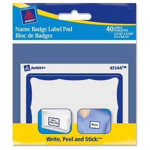 Avery 45144 Name Badge Label Pads, 3"x4", 40/PK, Blue Border by Avery