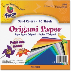 PACON CORPORATION 72200 Origami Paper, With Instructions, 9"x9", 40/PK, Assorted by Pacon