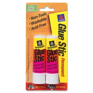 Avery 00171 Glue Stic, Permanent, Washable, .26 oz., 2/PK, White by Avery