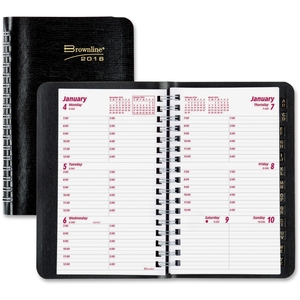 Dominion Blueline, Inc CB100JBLK Weekly Planner,Jan-Dec,2PPW,Tele/Address Sec,6"x3-1/2",BK by Brownline