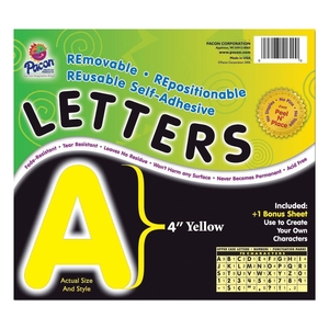 PACON CORPORATION 51622 Self-Adhesive Letters, 4", 78 Characters, Yellow by Pacon