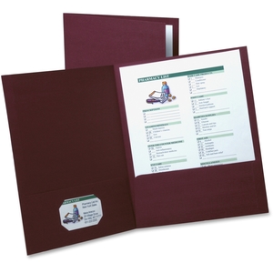 Twin Pocket Folder,Linen,F/ Letter Documents,5/PK,Burgundy by Oxford