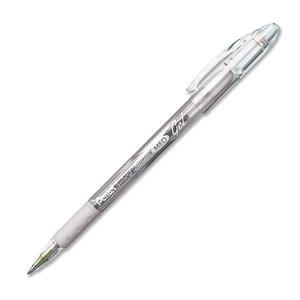 PENTEL OF AMERICA K908Z Gel Roller Pen,Waterproof,Medium Pt.,Silver Metallic Ink by Pentel Arts