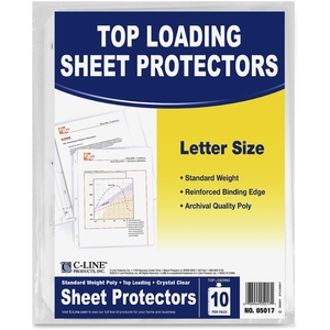 C-Line Products, Inc 05017 Sheet Protectors, Poly, Top Loading, 8-1/2"x11", 10/PK, CL by C-Line