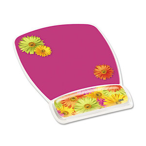 3M MW308DS Fun Design Clear Gel Mouse Pad Wrist Rest, 6 4/5 x 8 3/5 x 3/4, Daisy Design by 3M/COMMERCIAL TAPE DIV.