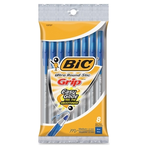 BIC GSMGP81BE Round Stic Pen,Comfort Grip,Nonrefillable,Med Point,8/PK,BE by BIC