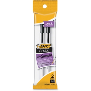 BIC MSP21BK Stic Ballpoint Pen, Medium Point, 2/PK, Black/Clear Barrel by BIC