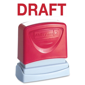 Message Stamp,Pre-inked,"Draft",1/2"x1-3/4",Red Ink by SKILCRAFT