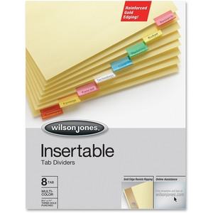 ACCO Brands Corporation W54130 Insertable Indexes,3-HP,32lb,8-Tabs,11"x8-1/2",Multicolor by Wilson Jones