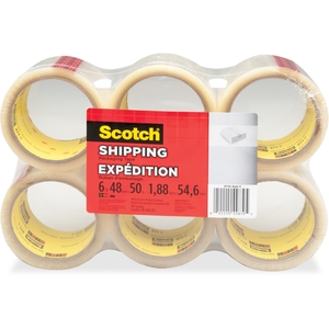 3M 37102CRPK "Commercial Grade Tape, 2""x55 Yds, 6/PK, Transparent" by Tartan